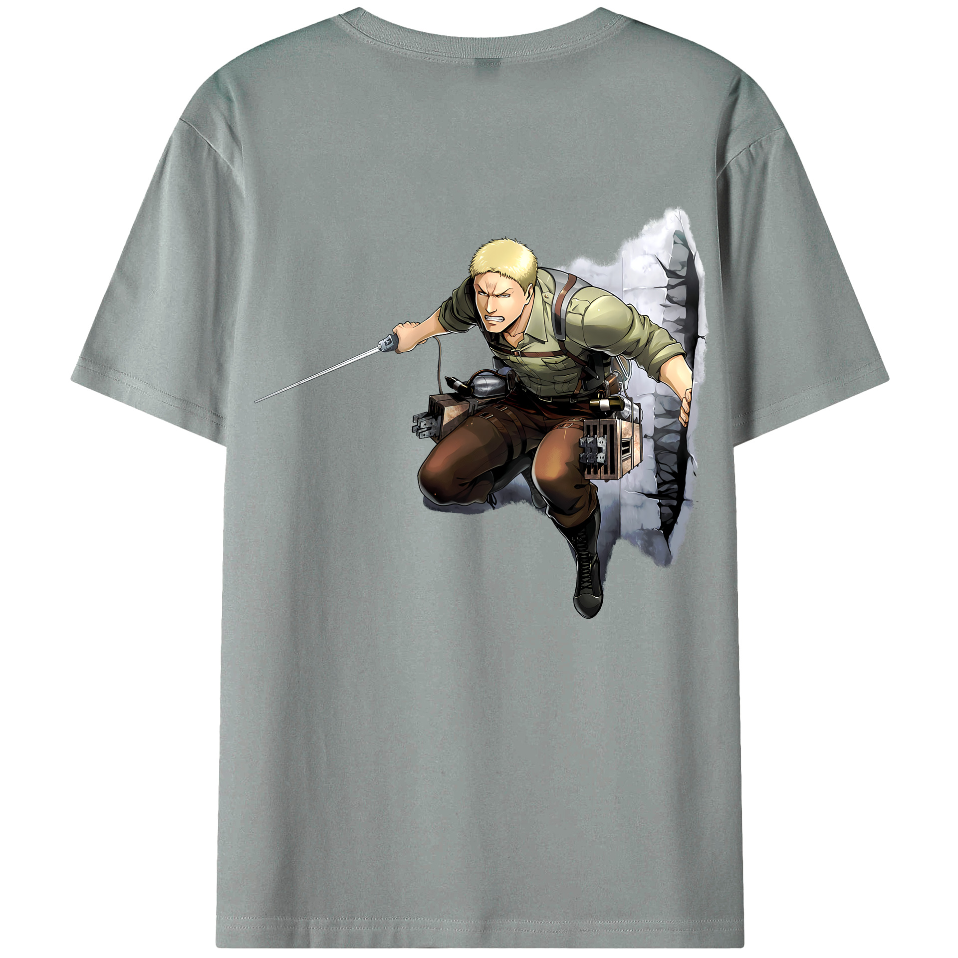 （画像用） 進撃の巨人 ライナー・ブラウン Attack on Titan Reiner Braun 綿100％ メンズ半袖Tシャツ（バックプリント） 通気性